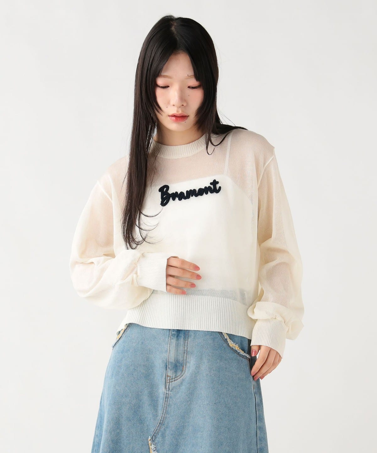 半額！せいらちゃん着用　シアーニット BEAMS HEART（ビームス ハート）サガラロゴ シアーニット プルオーバー