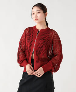 メッシュニット ジップ カーディガン