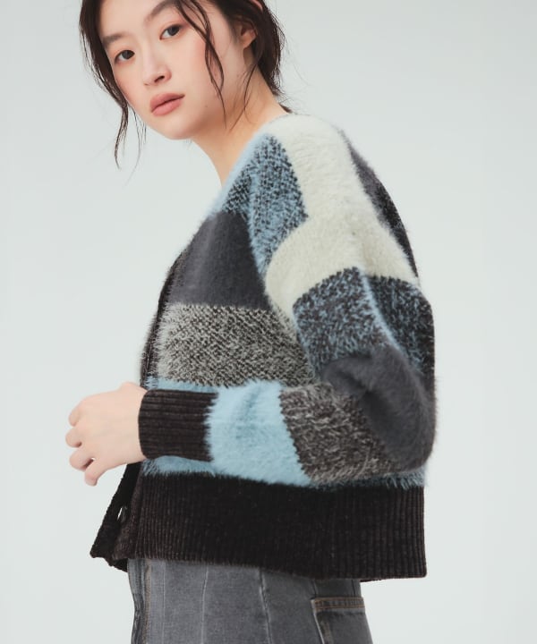 【10%OFFクーポン対象】チェック Vネック カーディガン