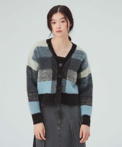 【10%OFFクーポン対象】チェック Vネック カーディガン