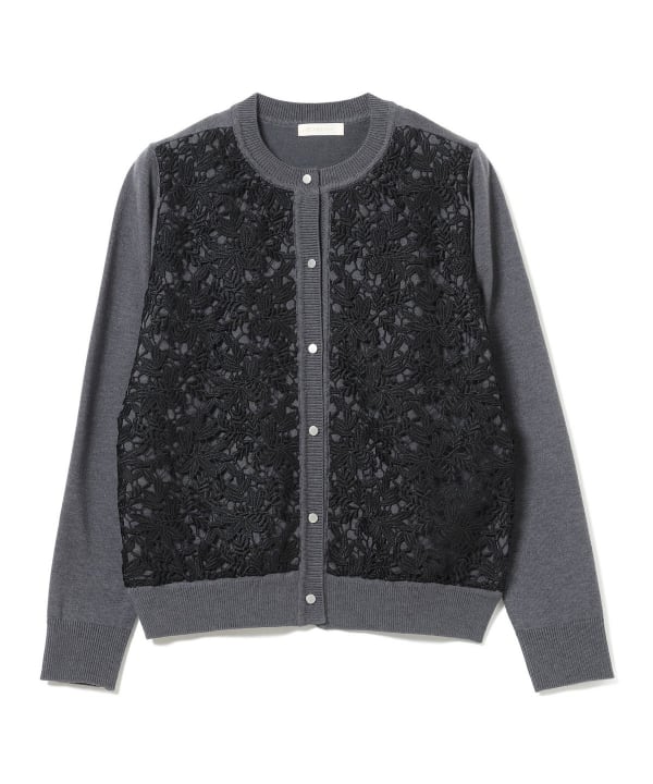 Front lace cardigan with elegant buttons as a sophisticated accent.