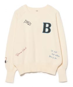 【10%OFFクーポン対象】スウェットライク ロゴ ニット プルオーバー