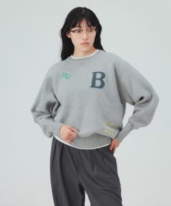 【10%OFFクーポン対象】スウェットライク ロゴ ニット プルオーバー