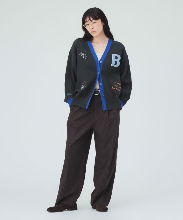 【10%OFFクーポン対象】スウェットライク ロゴ ニット カーディガン [H：171cm]