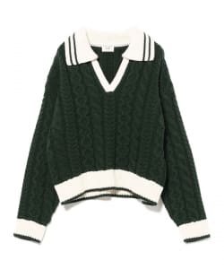 ライン衿 ケーブル ニット