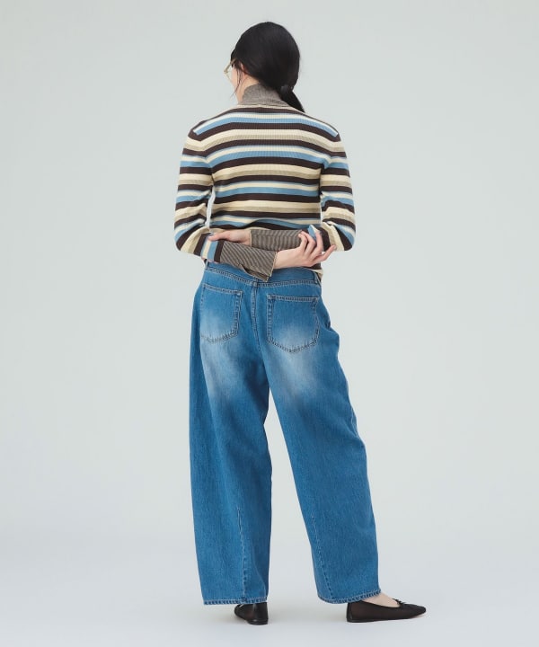 【10%OFFクーポン対象】マルチ ボーダー タートルネック ニット [H：169cm]