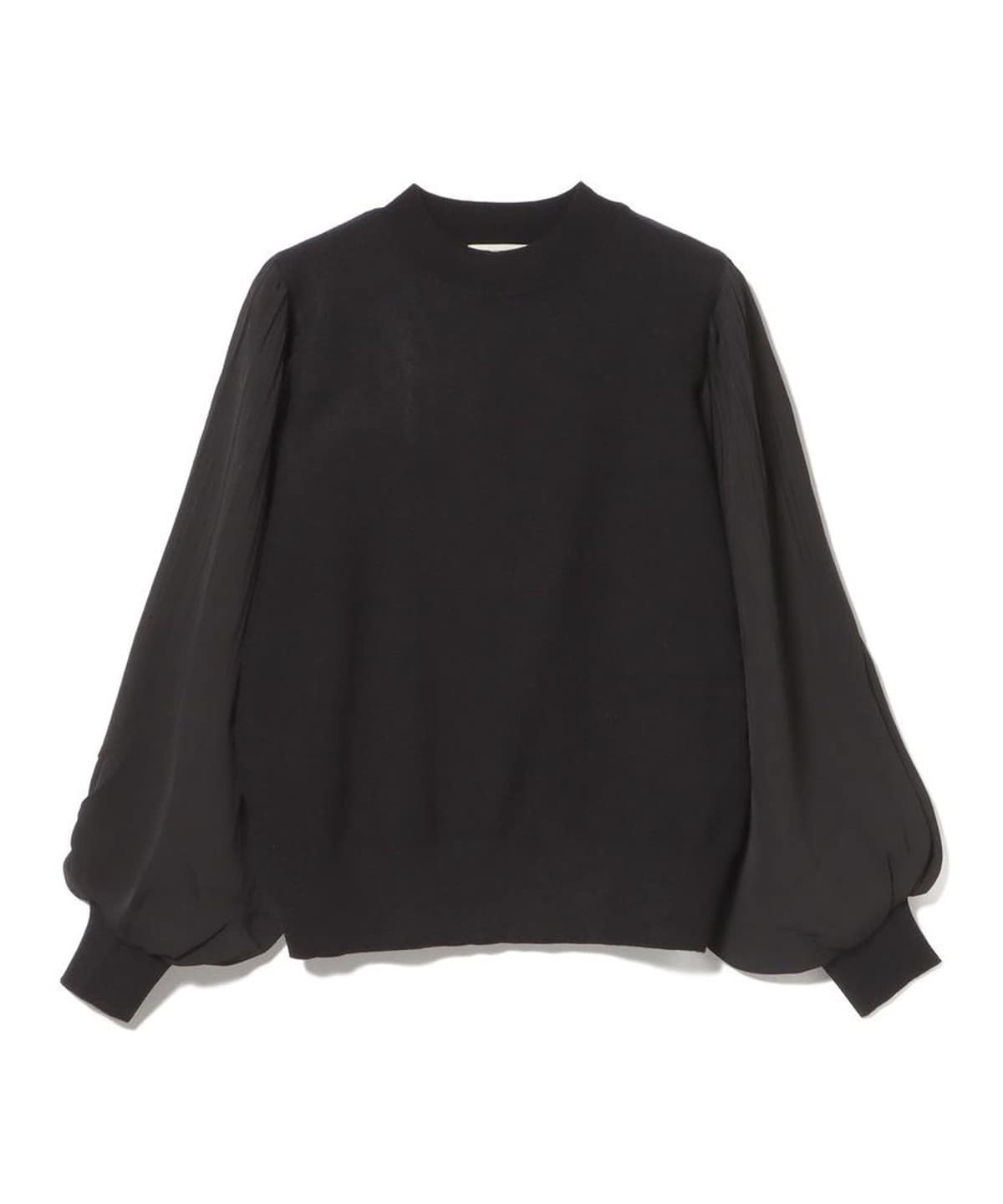 ビームス黒ニット BEAMS HEART（ビームス ハート）袖 消しプリーツ ニット プルオーバー