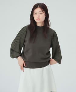 袖 消しプリーツ ニット プルオーバー