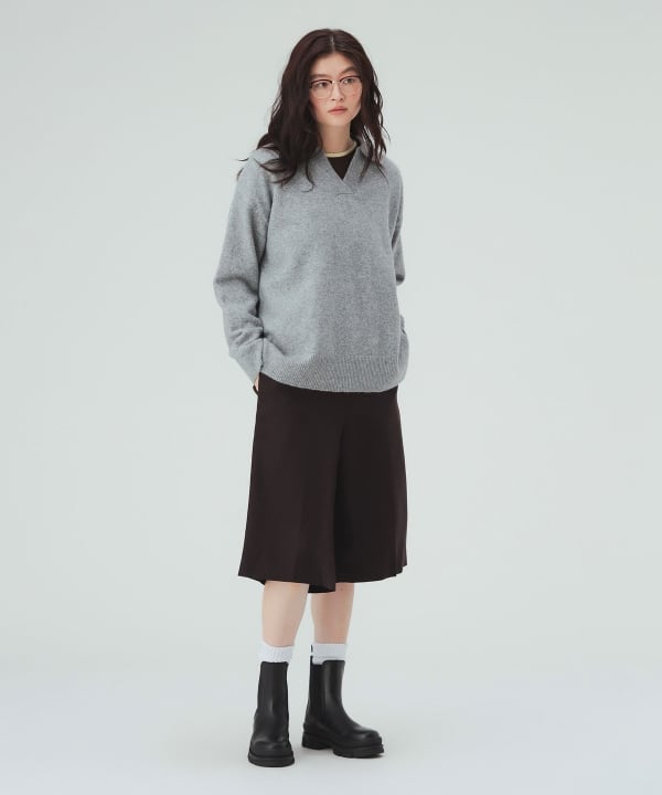 【10%OFFクーポン対象】スキッパー襟 ニット プルオーバー