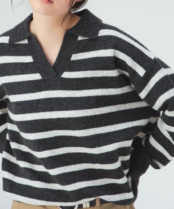 【10%OFFクーポン対象】スキッパー襟 ニット プルオーバー