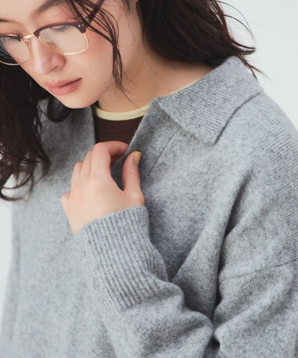 【10%OFFクーポン対象】スキッパー襟 ニット プルオーバー