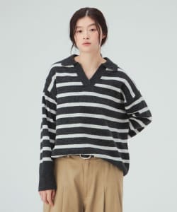 【10%OFFクーポン対象】スキッパー襟 ニット プルオーバー
