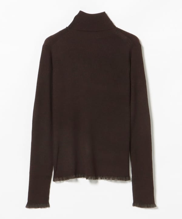Sheer Frill Turtleneck Knit