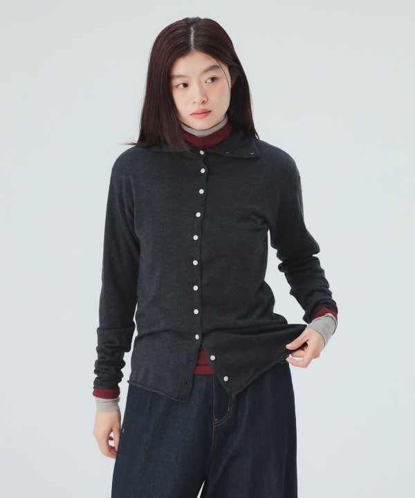 高领纽扣针织开衫 [H:171cm]