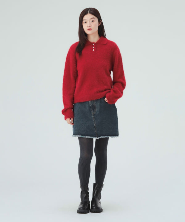 シャギー ポロ ニット [H：171cm]