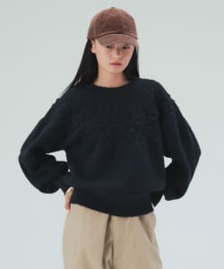 求心編み柄 ニットプルオーバー