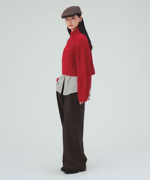 ワッフル編み クロップド プルオーバー [H：171cm]