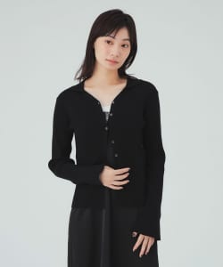 襟付き リブニット カーディガン