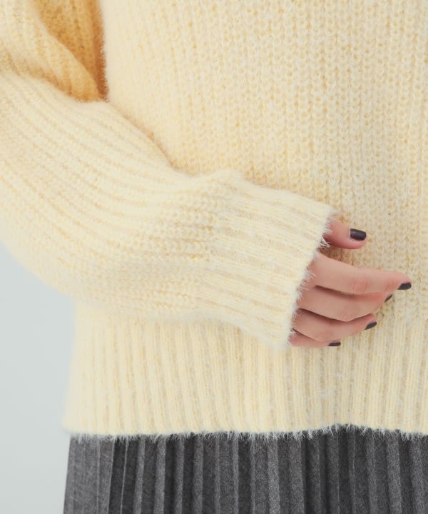 V领长毛绒套头衫