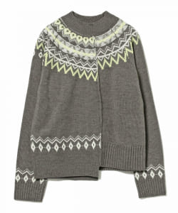 BEAMS HEART / 切替 アシメ 求心柄 プルオーバー