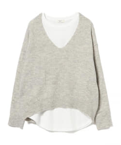 BEAMS HEART / カットソー付き ニットプルオーバー