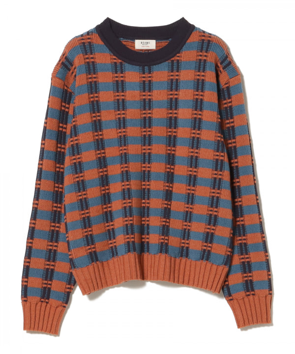 BEAMS HEART（ビームス ハート）フクレ チェック ニット（トップス