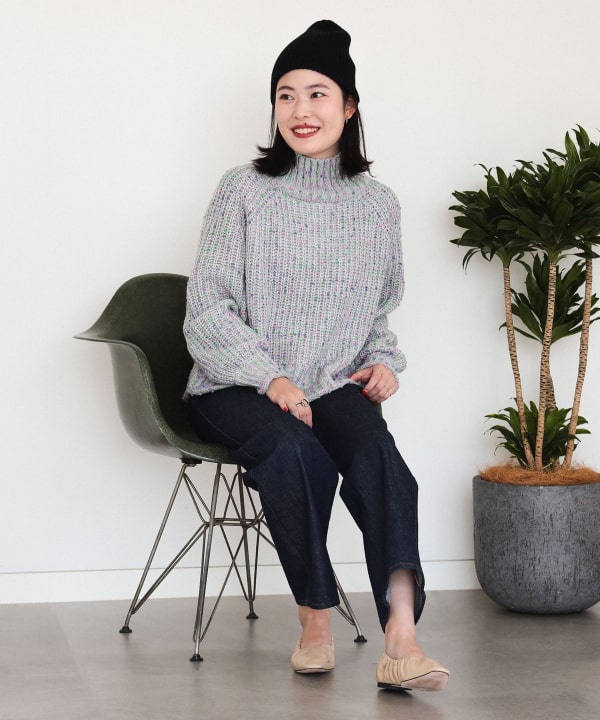BEAMS HEART ニット セーター 「4色展開」配色 カラーネップ