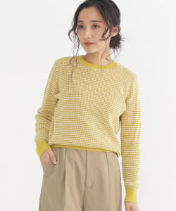 BEAMS HEART / 変形編柄 クルーネックニット