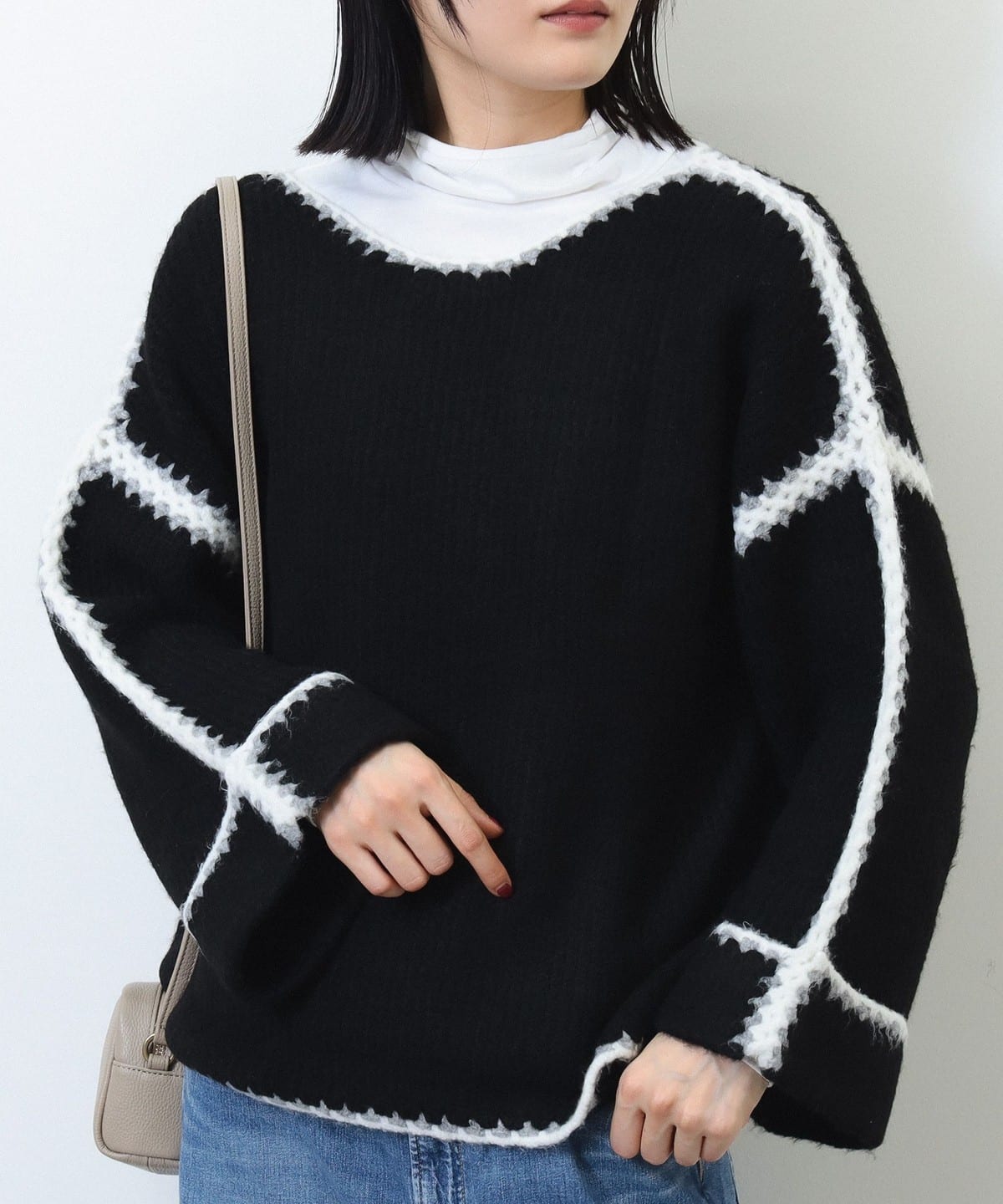 ハンドステッチ プルオーバー(手洗い可能) トップス WOMEN BLACK ONE SIZE ハンドステッチ プルオーバー(手洗い可能) トップス WOMEN BLACK ONE SIZE
