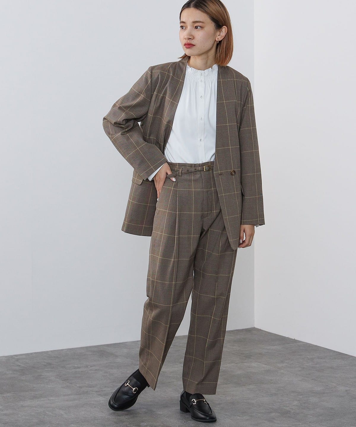 BEAMS HEART BEAMS HEART BEAMS HEART / No collar check jacket