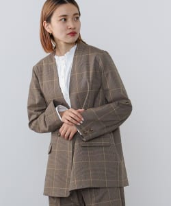 ノーカラーチェック ジャケット