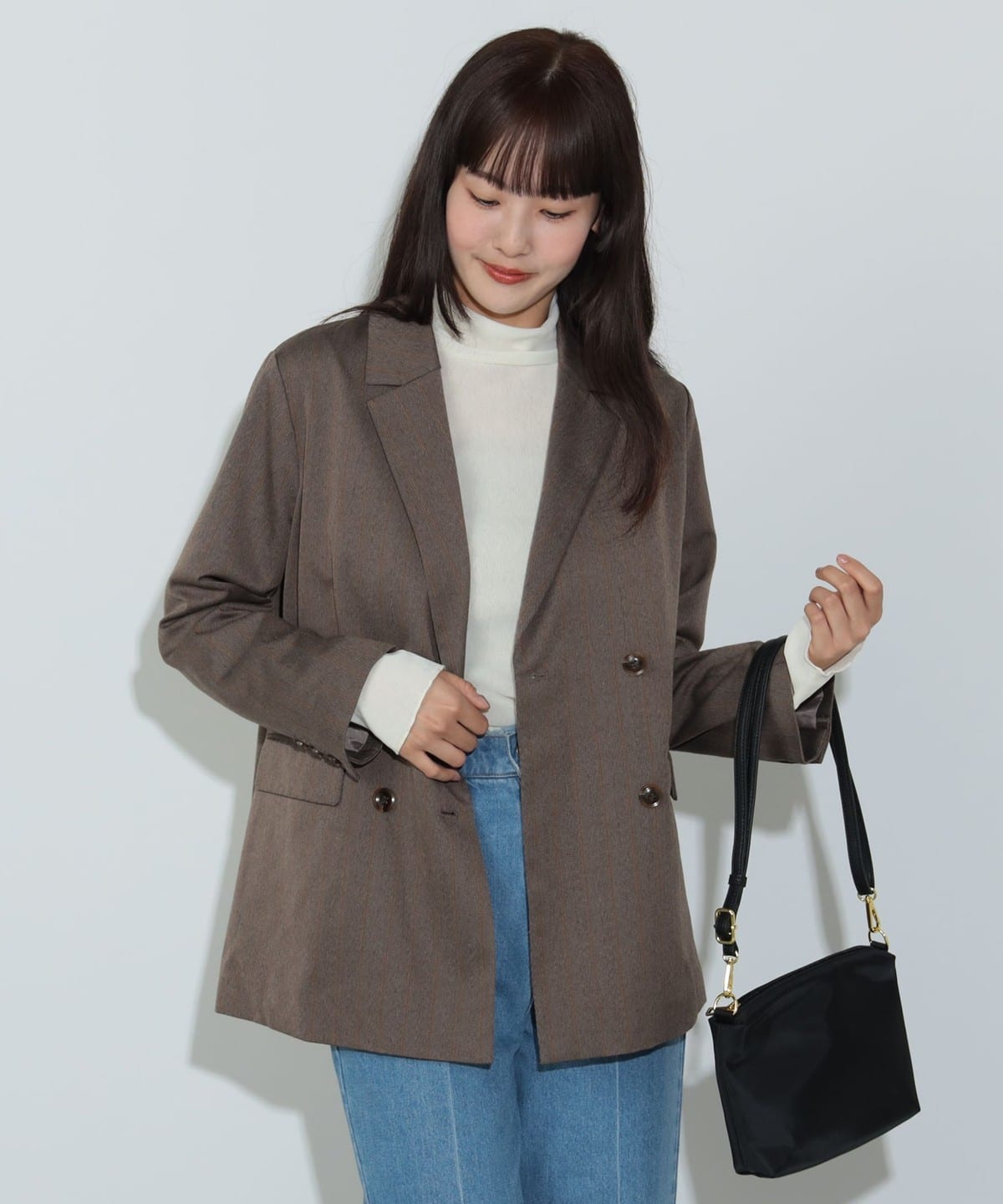 ダブルブレスト オーバージャケット ジャケット WOMEN BROWN ONE SIZE ダブルブレスト オーバージャケット ジャケット WOMEN BROWN ONE SIZE