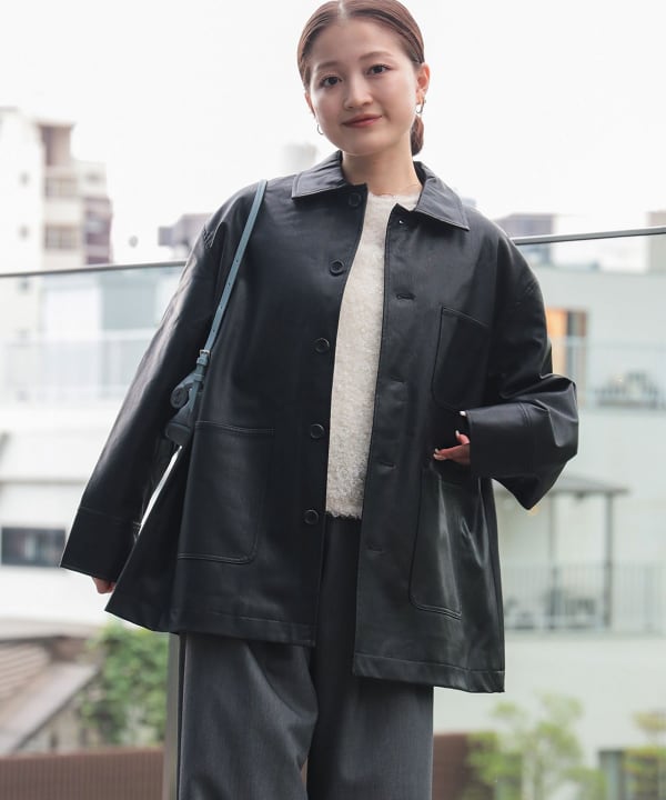 BEAMS HEART エコレザーのフライトジャケット