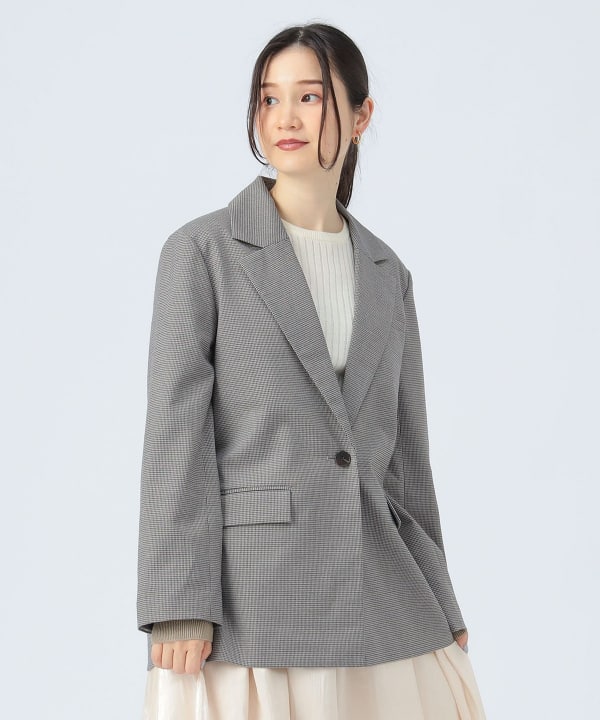 BEAMS F チェック柄 テーラードジャケット　サイズ46 BEAMS F（ビームスF）EASY LEOMASTER ミックスファブリック