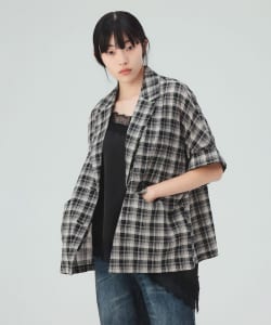 フレンチ 半袖 チェック ジャケット