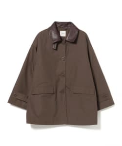 襟フェイクレザー 中綿 ハーフ ジャケット