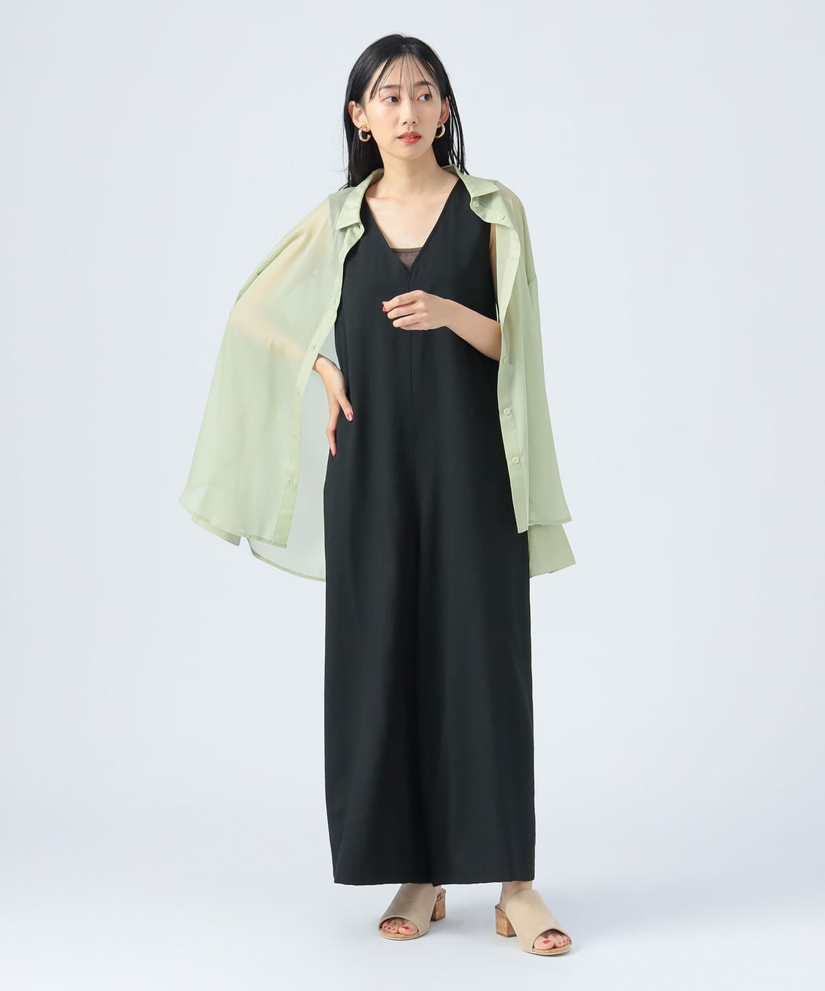Vネック オールインワン パンツ WOMEN BLACK S Vネック オールインワン パンツ WOMEN BLACK S