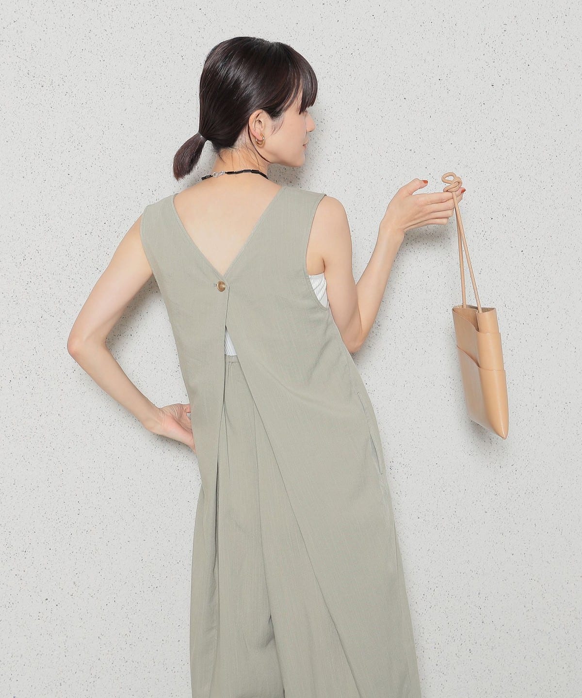 Vネック オールインワン パンツ WOMEN LIGHT GREEN M Vネック オールインワン パンツ WOMEN LIGHT GREEN M