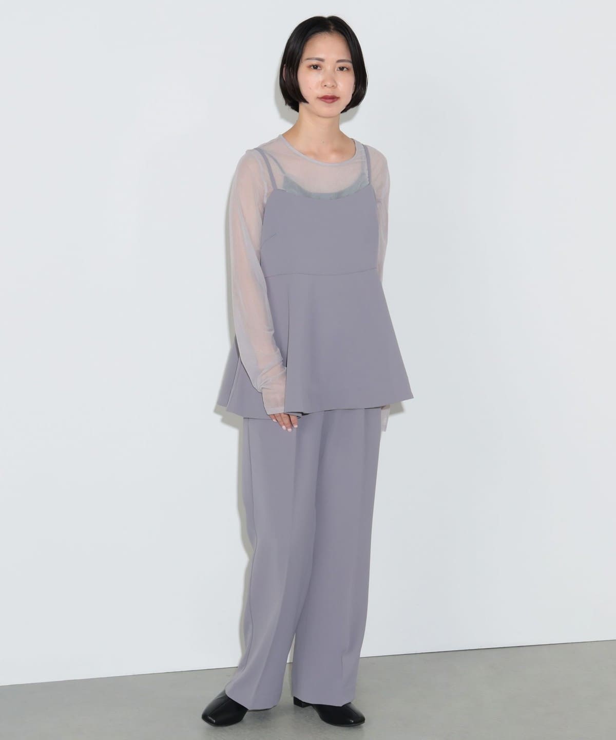 シアーインナー付き ペプラムキャミ × パンツ(セットアイテム) パンツ WOMEN GREYISH PURPLE ONE SIZE シアーインナー付き ペプラムキャミ × パンツ(セットアイテム) パンツ WOMEN GREYISH PURPLE ONE SIZE