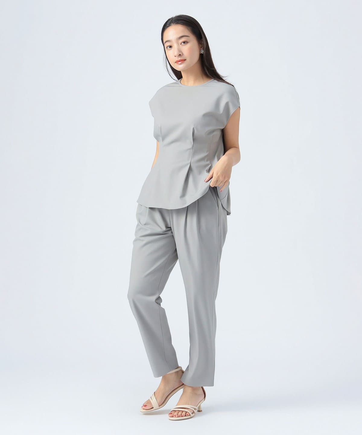 ペプラム ブラウス × パンツ(セットアイテム) パンツ WOMEN LIGHT GREY ONE SIZE ペプラム ブラウス × パンツ(セットアイテム) パンツ WOMEN LIGHT GREY ONE SIZE