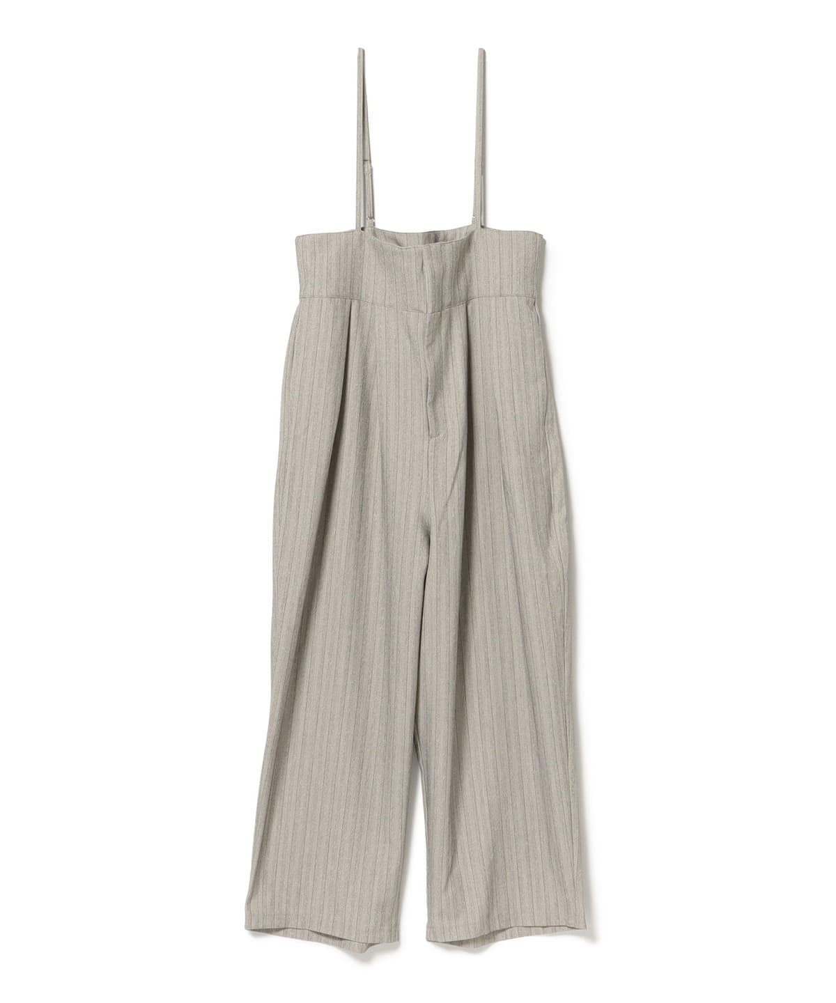 ピンストライプ柄 キャミソール サロペット パンツ WOMEN GREIGE ONE SIZE