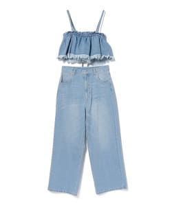 フリル デニム ビスチェ × パンツ