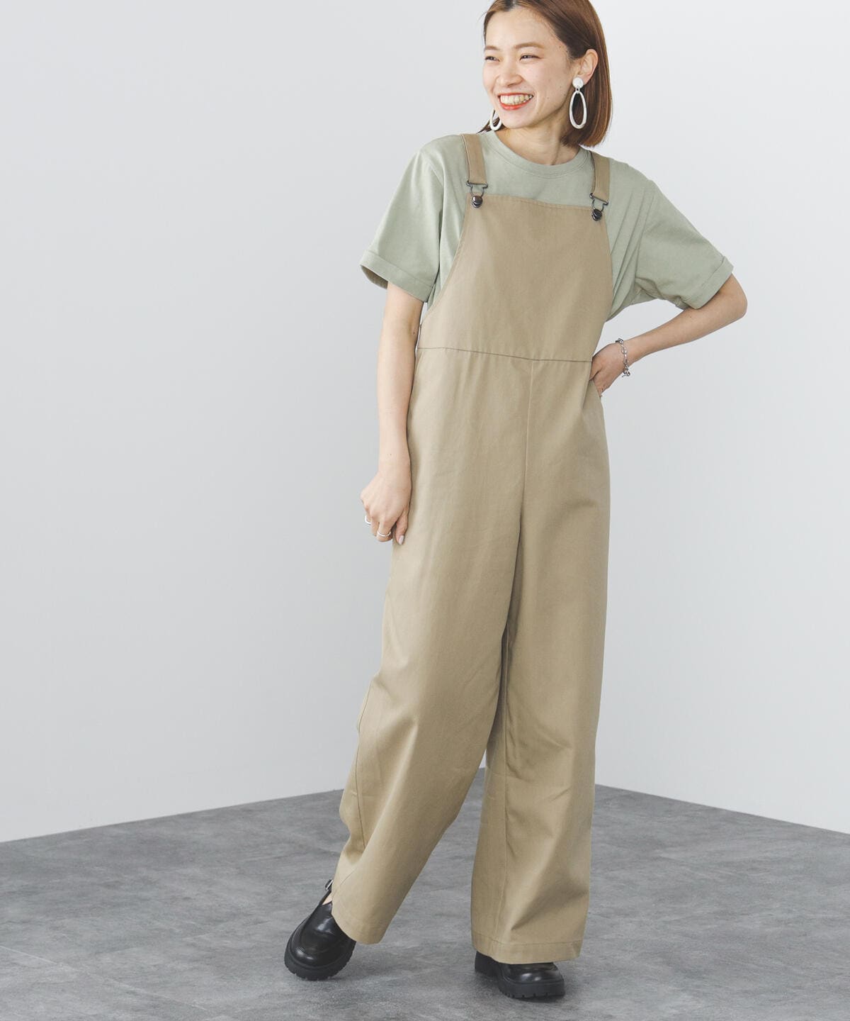 セミワイド サロペット パンツ WOMEN BEIGE M セミワイド サロペット パンツ WOMEN BEIGE M