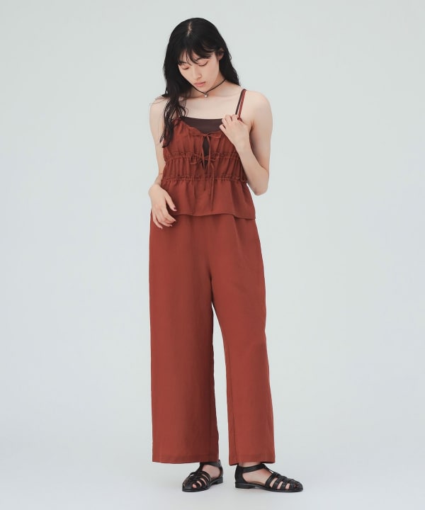 【10%OFFクーポン対象】フリル リボン オールインワン こなれた大人フェミニンスタイルに [H：169cm]
