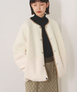 BEAMS HEART / 異素材ボア ブルゾン