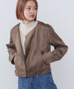 フェイクスエード ノーカラーブルゾン