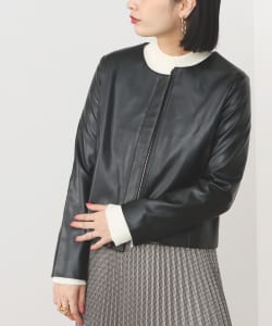 ノーカラー フェイクレザー ブルゾン（S～M）