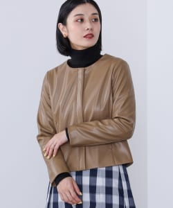 フェイクレザー ジップブルゾン