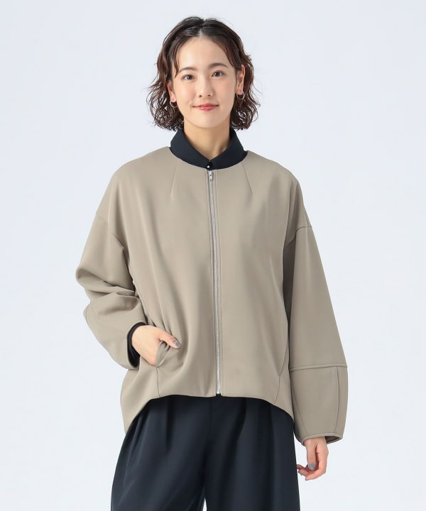 ビーティングハート　ノーカラー ブルゾン　ジャンバー　キャメルブラウン　美品 BEAMS HEART（ビームス ハート）ノーカラー コクーン ブルゾン