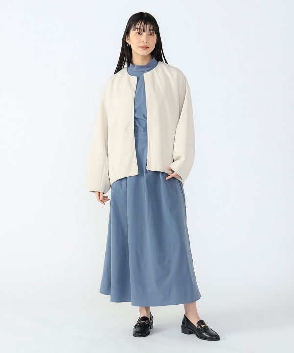ビーティングハート　ノーカラー ブルゾン　ジャンバー　キャメルブラウン　美品 BEAMS HEART（ビームス ハート）ノーカラー コクーン ブルゾン